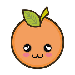orange fruit food. kawaii cartoon with happy expression face. vector illustration