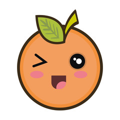 orange fruit food. kawaii cartoon with happy expression face. vector illustration