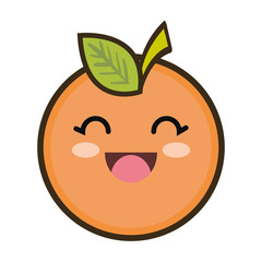 orange fruit food. kawaii cartoon with happy expression face. vector illustration