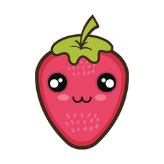 strawberry  fruit food. kawaii cartoon with happy expression face.