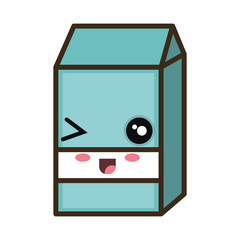 milk box beverage. kawaii cartoon with happy expression face. vector illustration