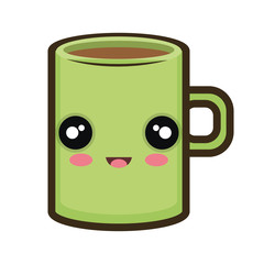 coffee mug. kawaii cartoon with happy expression face. vector illustration