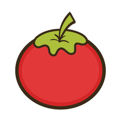 red tomato with green leaf.  healthy  vegetable food. vector illustration