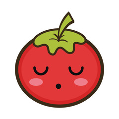 red tomato vegetable food. kawaii cartoon with lazy expression face.