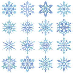 Set of 16 cute snowflakes