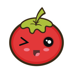red tomato vegetable food. kawaii cartoon with happy expression face.