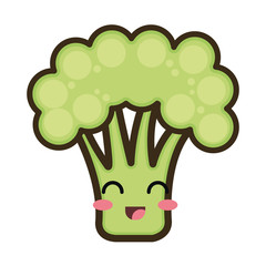 green broccoli vegetable food. kawaii cartoon with happy expression face.