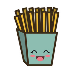 box french fries. kawaii cartoon with happy expression face. vector illustration