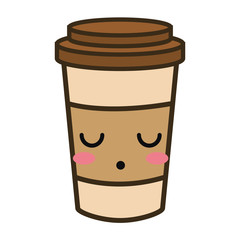 coffee portable cup. kawaii cartoon with lazy expression face. vector illustration