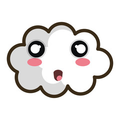 white cloud. kawaii cartoon with happy expression face. vector illustration