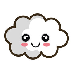 white cloud. kawaii cartoon with happy expression face. vector illustration
