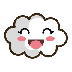 white cloud. kawaii cartoon with happy expression face. vector illustration