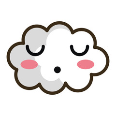 white cloud. kawaii cartoon with happy expression face. vector illustration