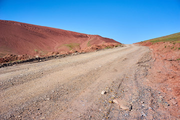 Martian landscape in Kichik-Alay Valley of Kyrgyzstan