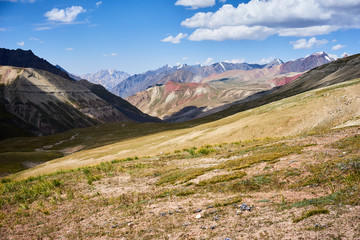 Colored mountains in Kichik-Alai valley in Kyrgyzstan