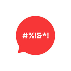 red speech bubble with abstract swearing