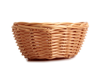 Wicker basket  for bread on white background