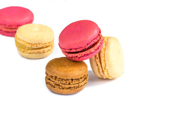 Assortment of macaroons isolated on white background