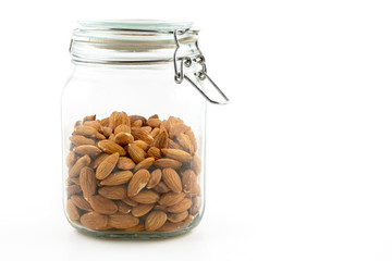 Almonds in a glass jar