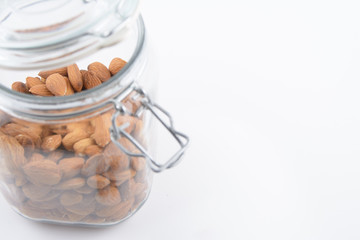 Almonds in a glass jar