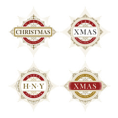 Elegant Christmas vector frame and emblem template set
