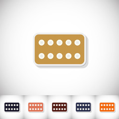 Pills. Flat sticker with shadow on white background