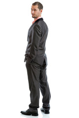 Full length suit tie businessman standing