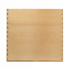 Side view of empty wood box isolated on white background