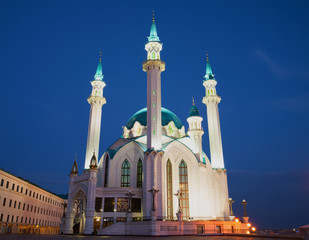 Kul-Sharif Mosque in the Kazan Kremlin, may night. Tatarstan