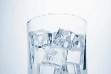 glass with ice cubes