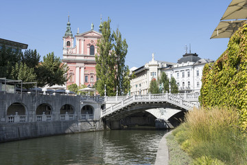 a view of Ljubljanica river in Ljubljana