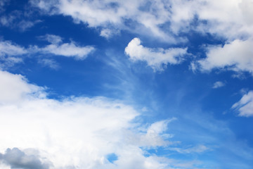 Bright blue sky with white clouds
