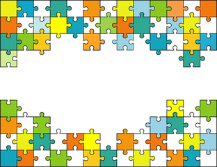 Vector Abstract colorful background made from white puzzle pieces and place for your content.