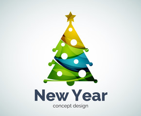 Vector Christmas or New Year tree logo template