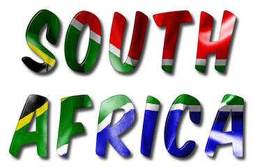 South Africa Word With Flag Texture
