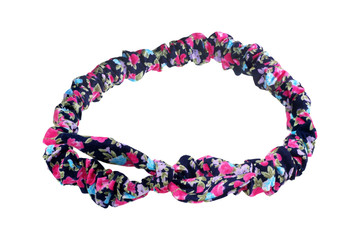 Fabric rubber bands with bow on white background.