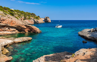Fototapeta na wymiar View to the rock Es Pontas at the coastline of Majorca Spain