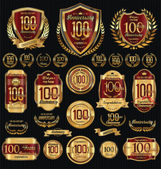 Anniversary golden retro vintage labels collection