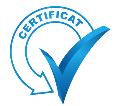 certificat sur symbole valid&eacute; bleu
