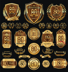 Anniversary golden shields laurel wreaths and badges collection 