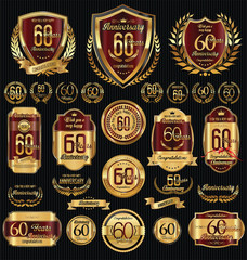 Anniversary golden shields laurel wreaths and badges collection 