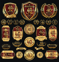 Anniversary golden shields laurel wreaths and badges collection 