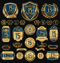 Anniversary golden shields laurel wreaths and badges collection 