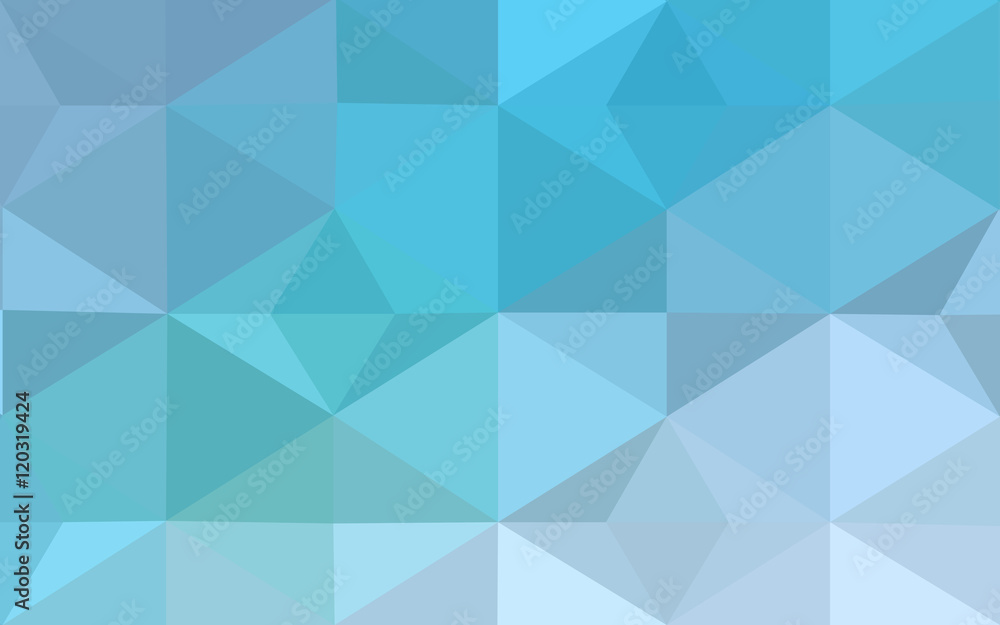 Poster blue polygonal design pattern, which consist of triangles and gradient in origami style.