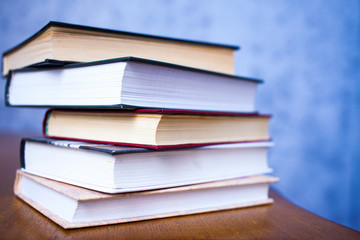 stack of books on table