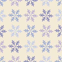 Naklejka na ściany i meble Decorative Christmas seamless background with snowflakes. Print. Repeating background. Cloth design, wallpaper.