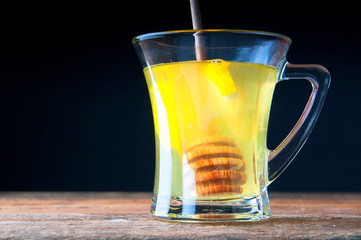 Hot drink with honey and lemon