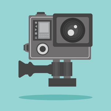 Action Camera vector. Front view style. Flat design for business financial marketing banking advertisement web tourism tourist travel object concept cartoon illustration.