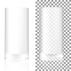 VECTOR: White gray semi transparent empty drinking glass isolated on background. Mock-up template ready for design