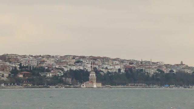 View of the Maiden's Tower (Kiz Kulesi) in Istanbul